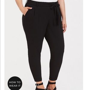 Torrid black tapered self tie ankle pants